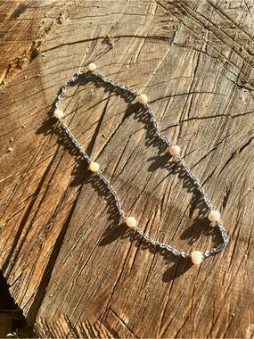 Delicate Silver Chain Necklace with freshwater pearls